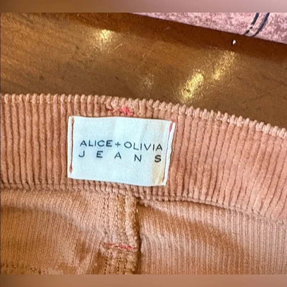 Alice + Olivia Camel Corduroy Flare Wide Leg Jeans - Picture 10 of 16